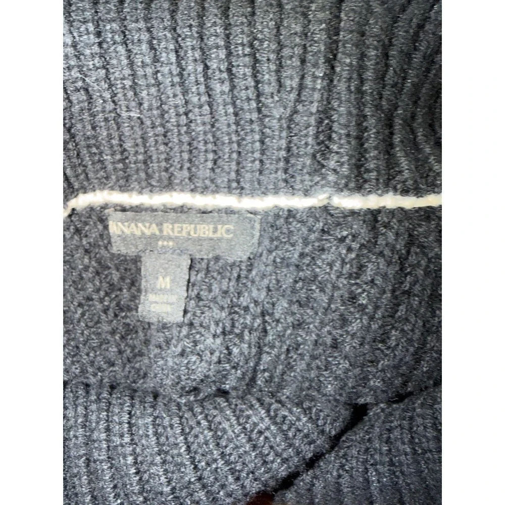 Banana‎ Republic Mens NavyWaffle Knit Shawl Collar Button Sweater Medium FA23